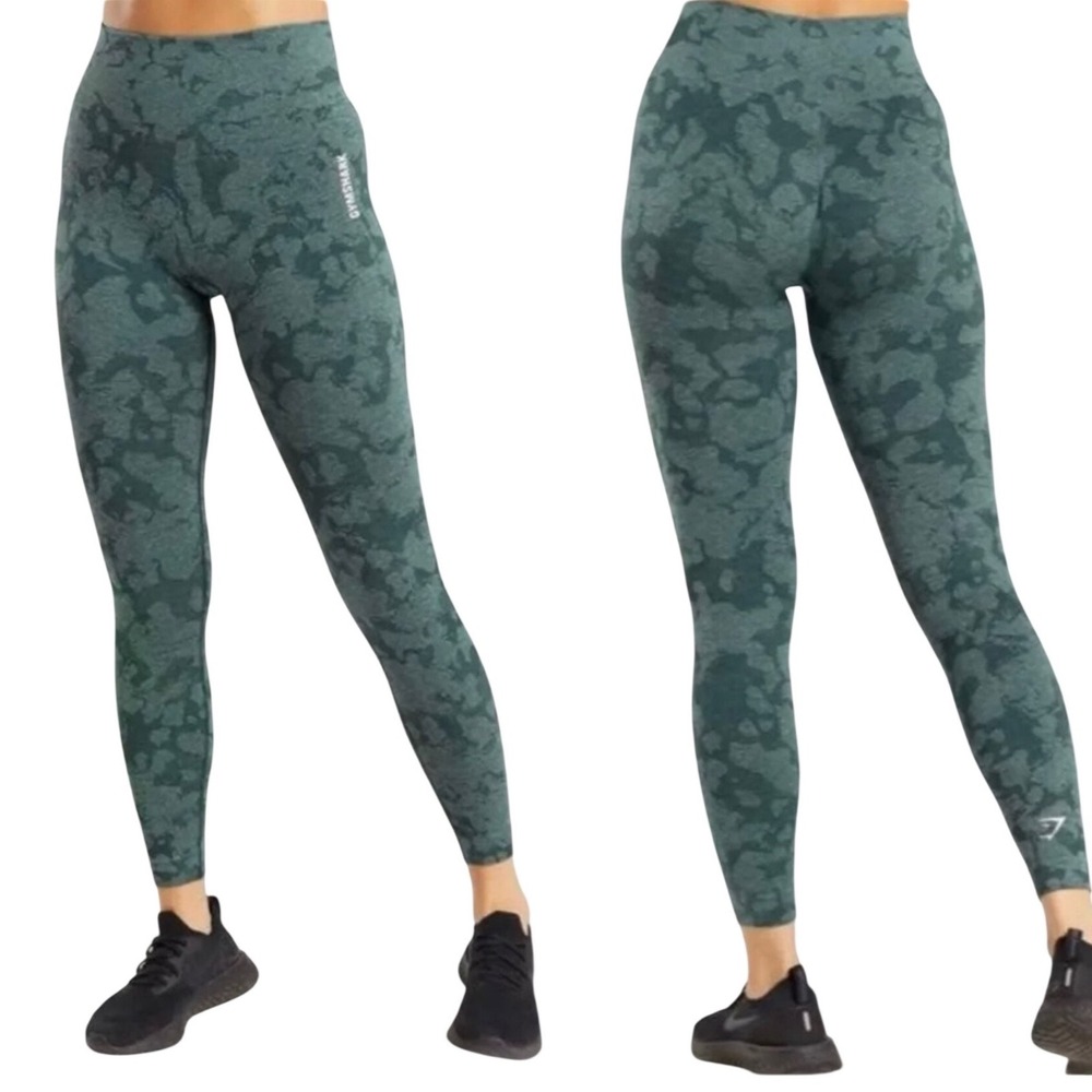 Gymshark Adapt Camo Seamless Leggings Green Black High Waisted Large